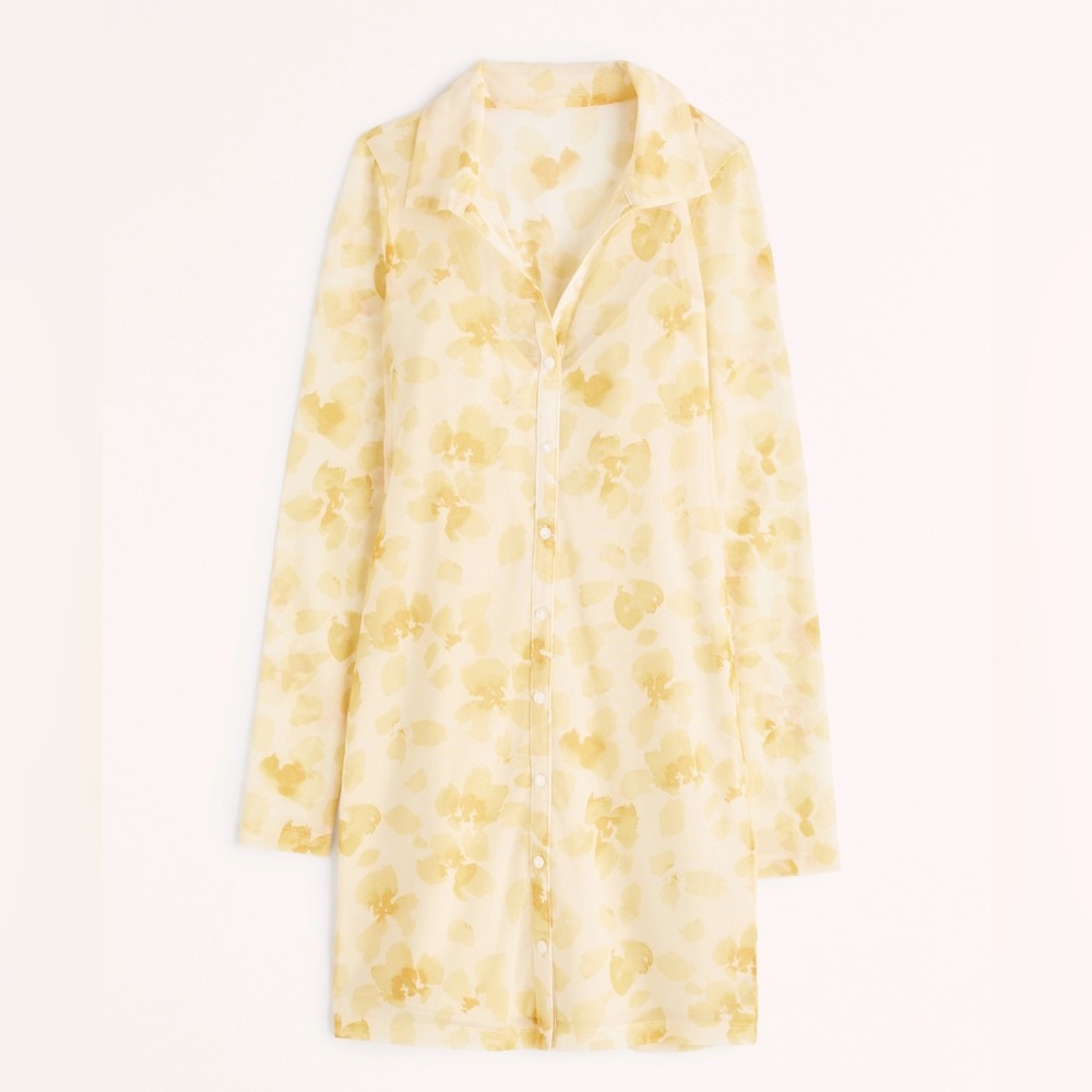 Abercrombie- Women’s Mesh Long-sleeve Shirt Dress💛